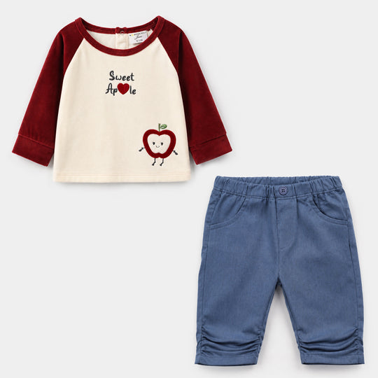 Infant Girls Cotton Interlock Knitted Suit 319 - 094- Off.White.Navy
