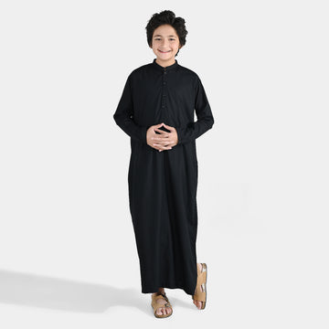Boys Poly Viscose Jubba - Black