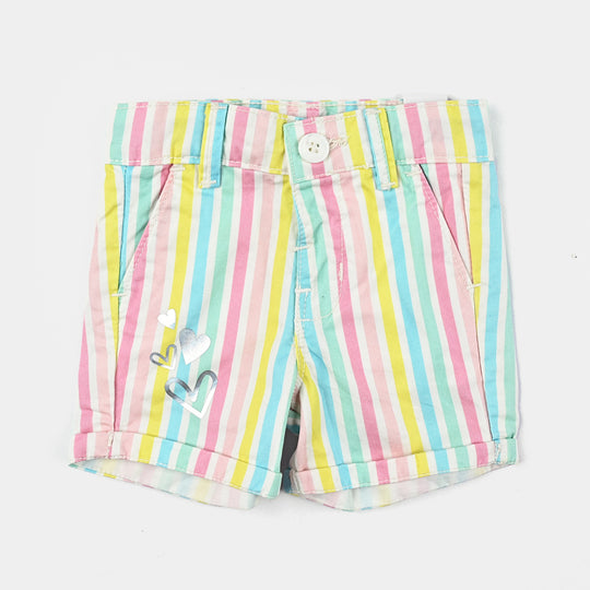 Infant Girls Short Cotton Pastel Stripes-Multi