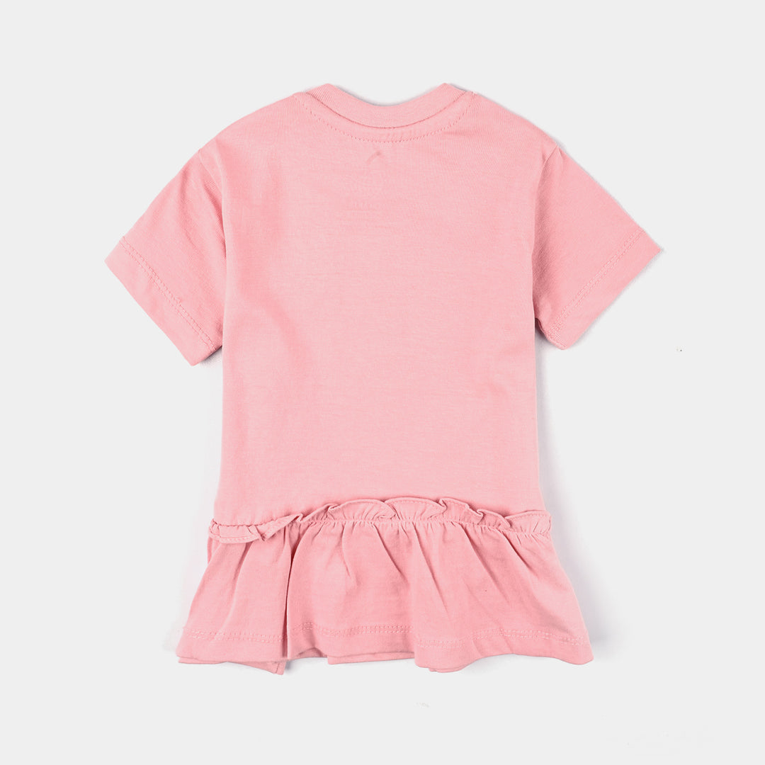 Infant Girls Cotton Jersey Knitted Frock Let Love Grow-Candy Pink