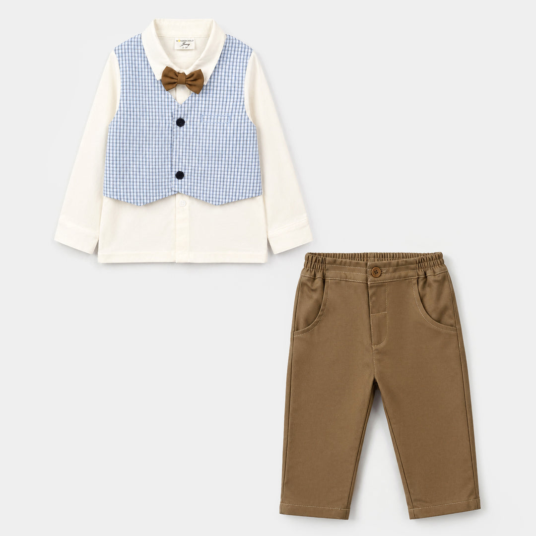 Boys Cotton Interlock 3 - PC 320 - 025- White.Brown