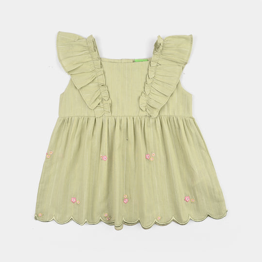 Infant Girls Cotton 2Pc Suit-Flowery-Light.Green