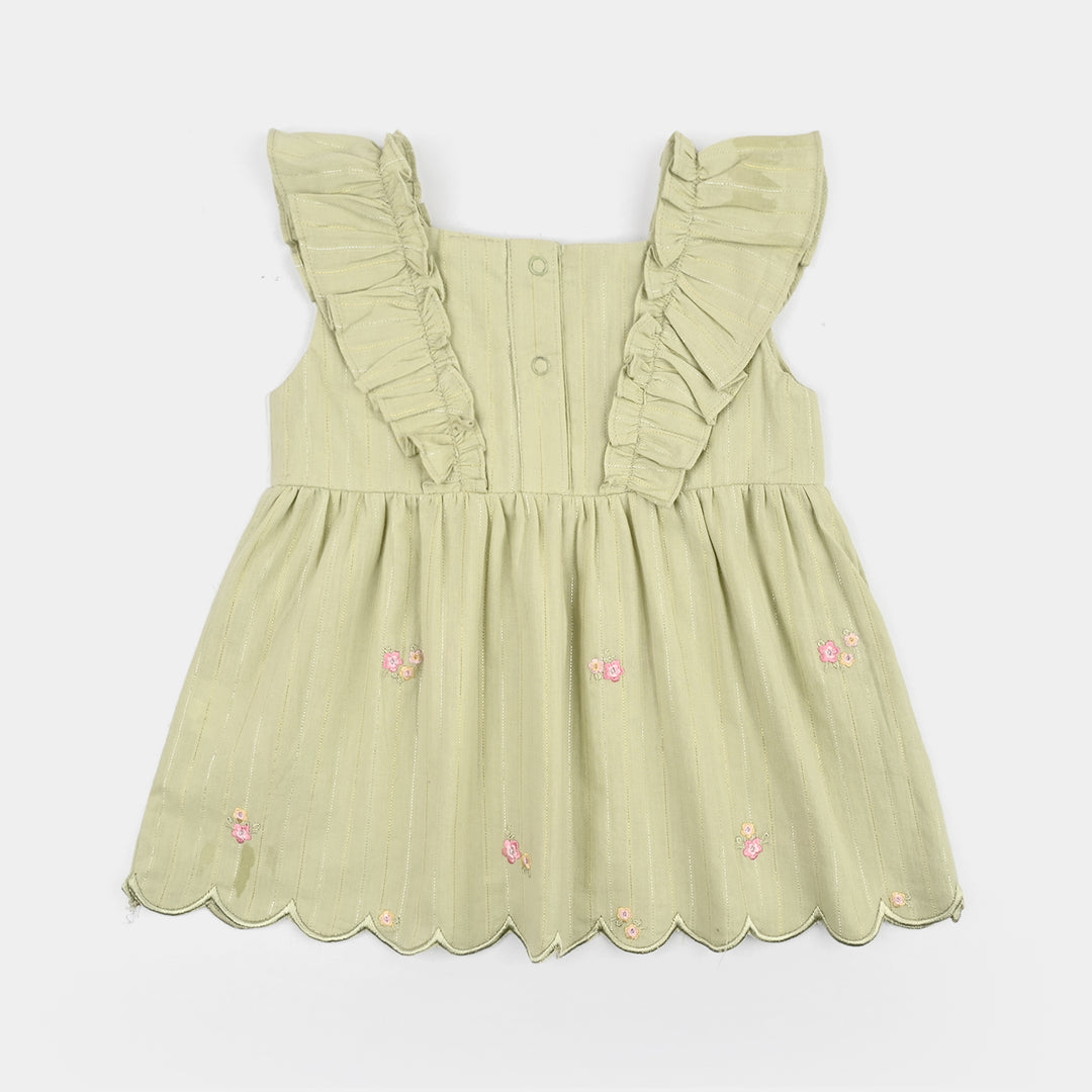 Infant Girls Cotton 2Pc Suit-Flowery-Light.Green