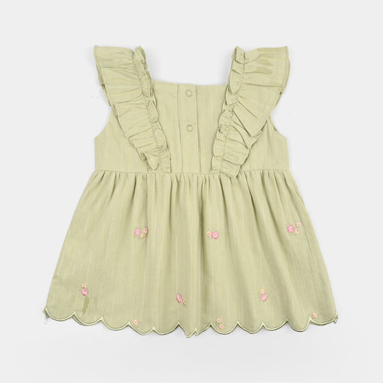 Infant Girls Cotton 2Pc Suit-Flowery-Light.Green