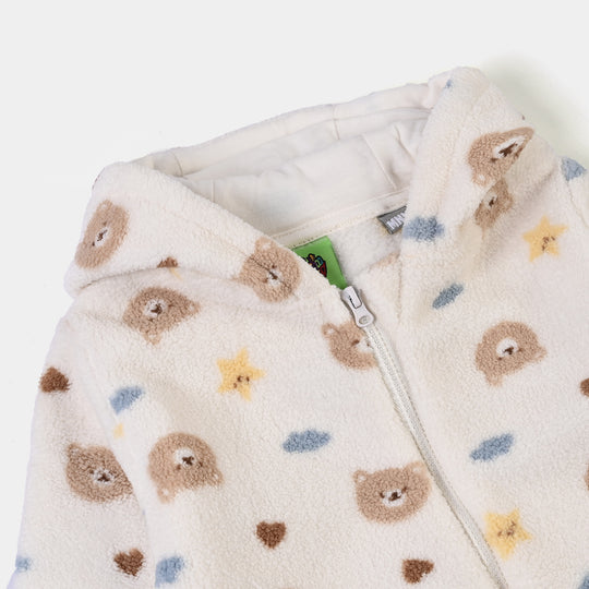 Infant Boys Sherpa Romper Teddy-White
