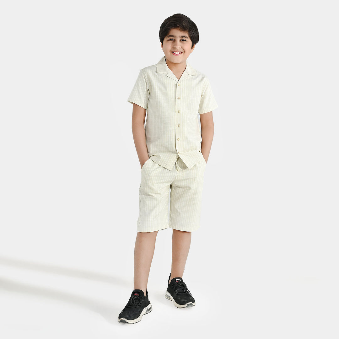 Boys Yarn Dyed Woven Suit – Beige White