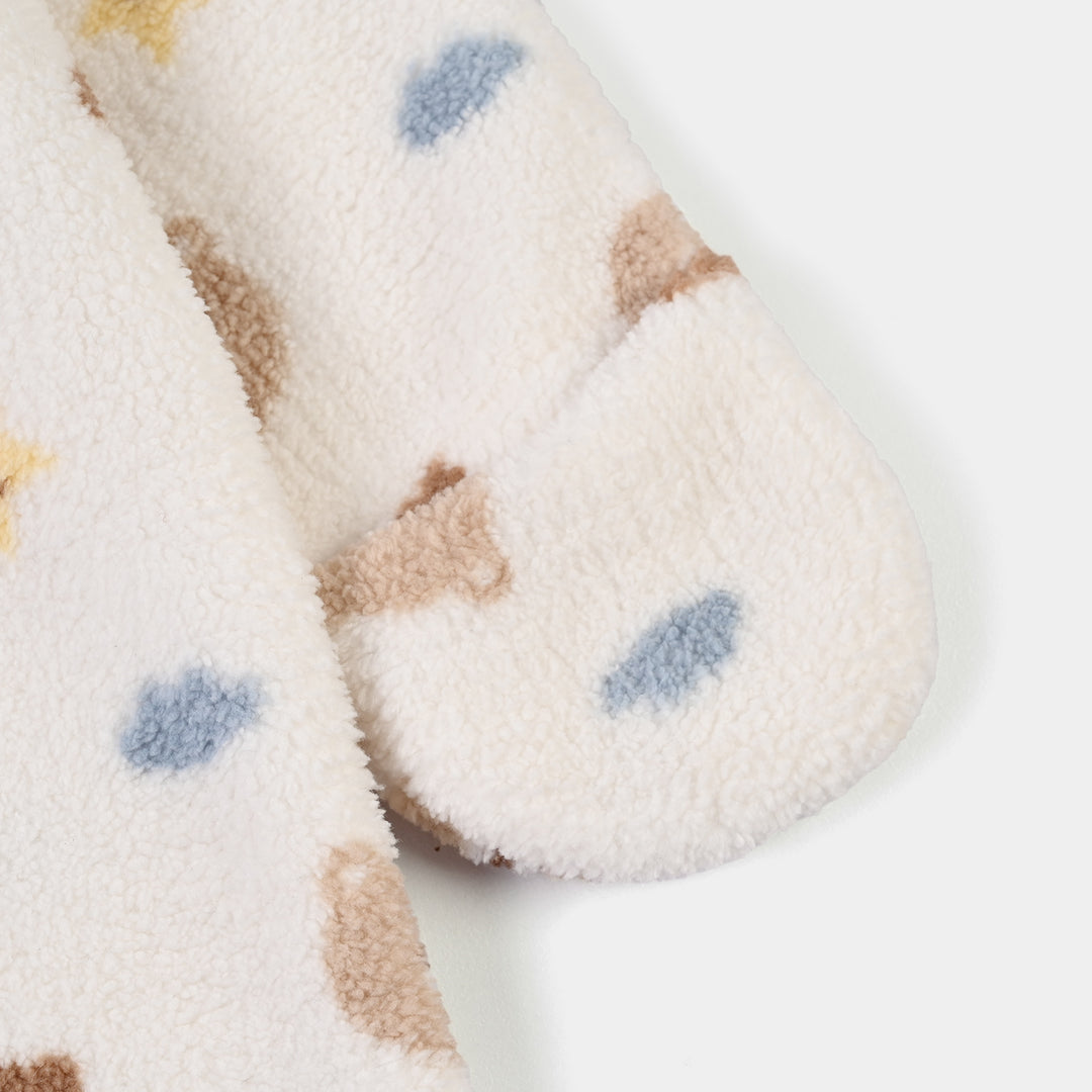 Infant Boys Sherpa Romper Teddy-White