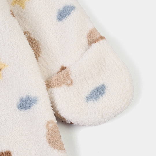 Infant Boys Sherpa Romper Teddy-White