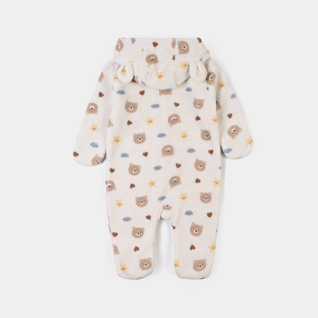 Infant Boys Sherpa Romper Teddy-White