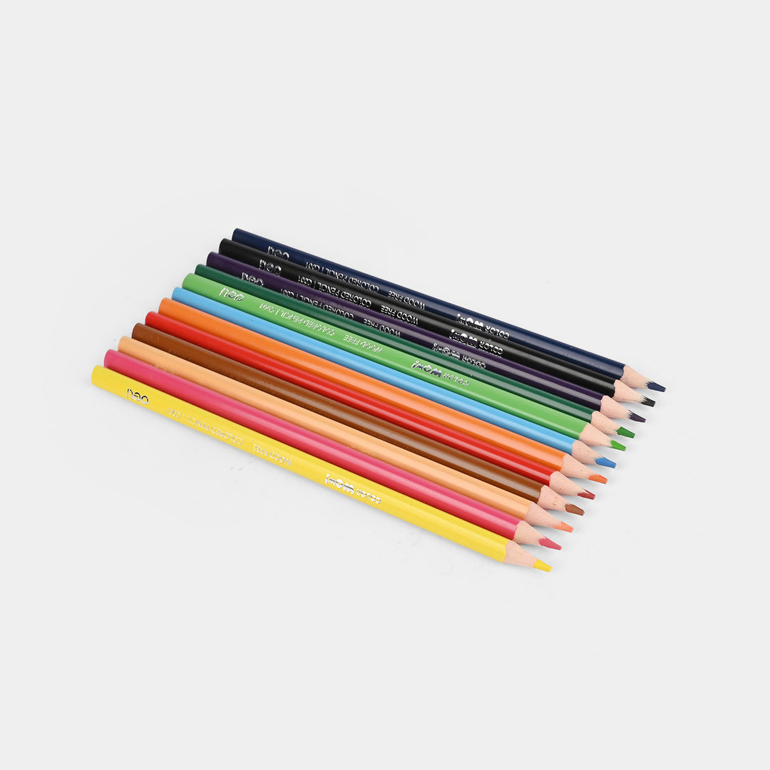 Colour Pencil Plastic 12Pcs For kids