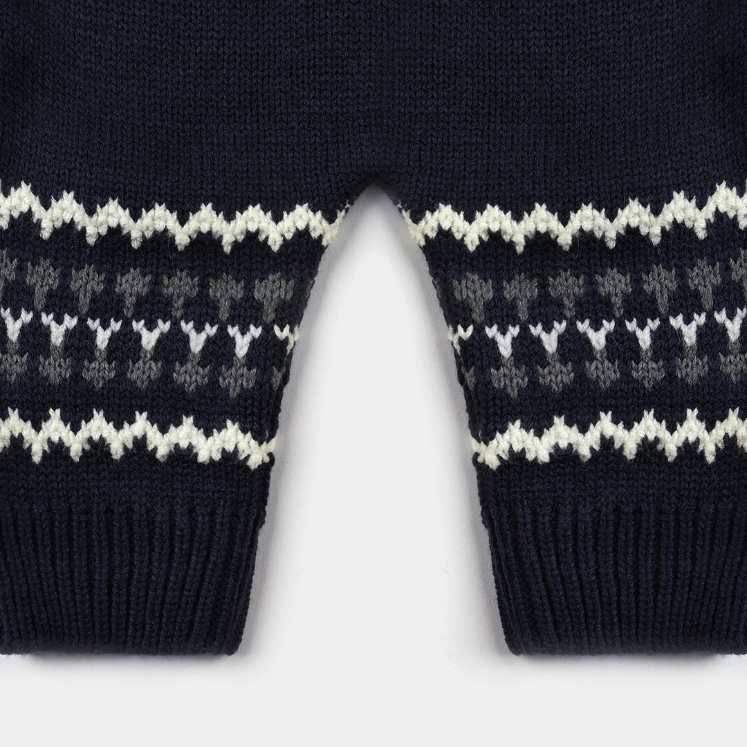 Infant Boys Sweater Knit Romper W/Cap Amulet-Navy-Off White