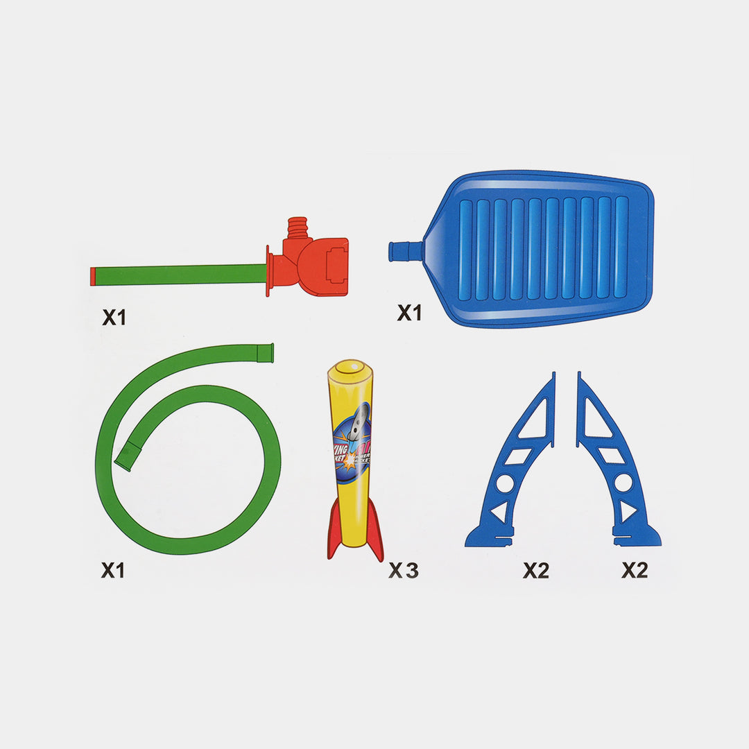 Kids Air Powered Flying Rocket Toy Set