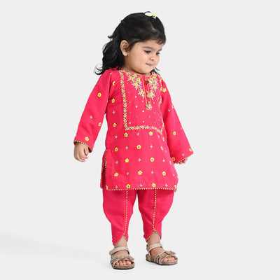 Infant Girls Raw Silk 2 Pcs Suit Little Diva-Pink