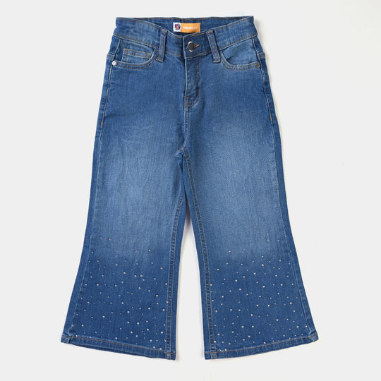 Girls Denim Stretch Culotte -Mid Blue