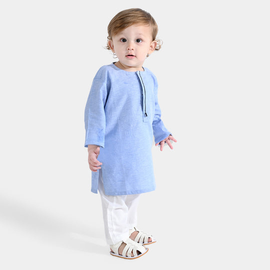 Infant Boys Oxford Basic Kurta (Cut N Sew Placket)-L/BLUE