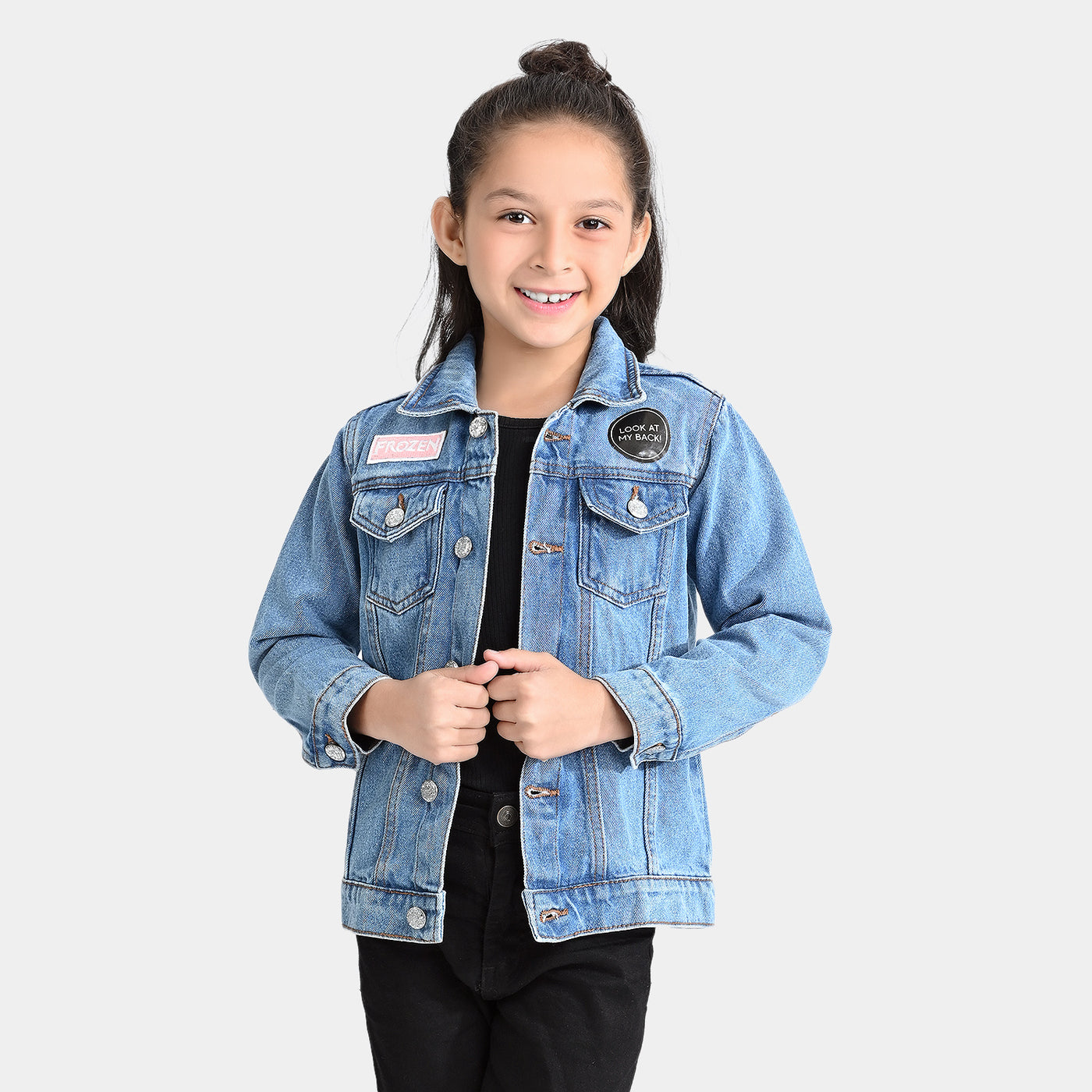 Girls Denim rigid Woven Jacket-LT.Blue