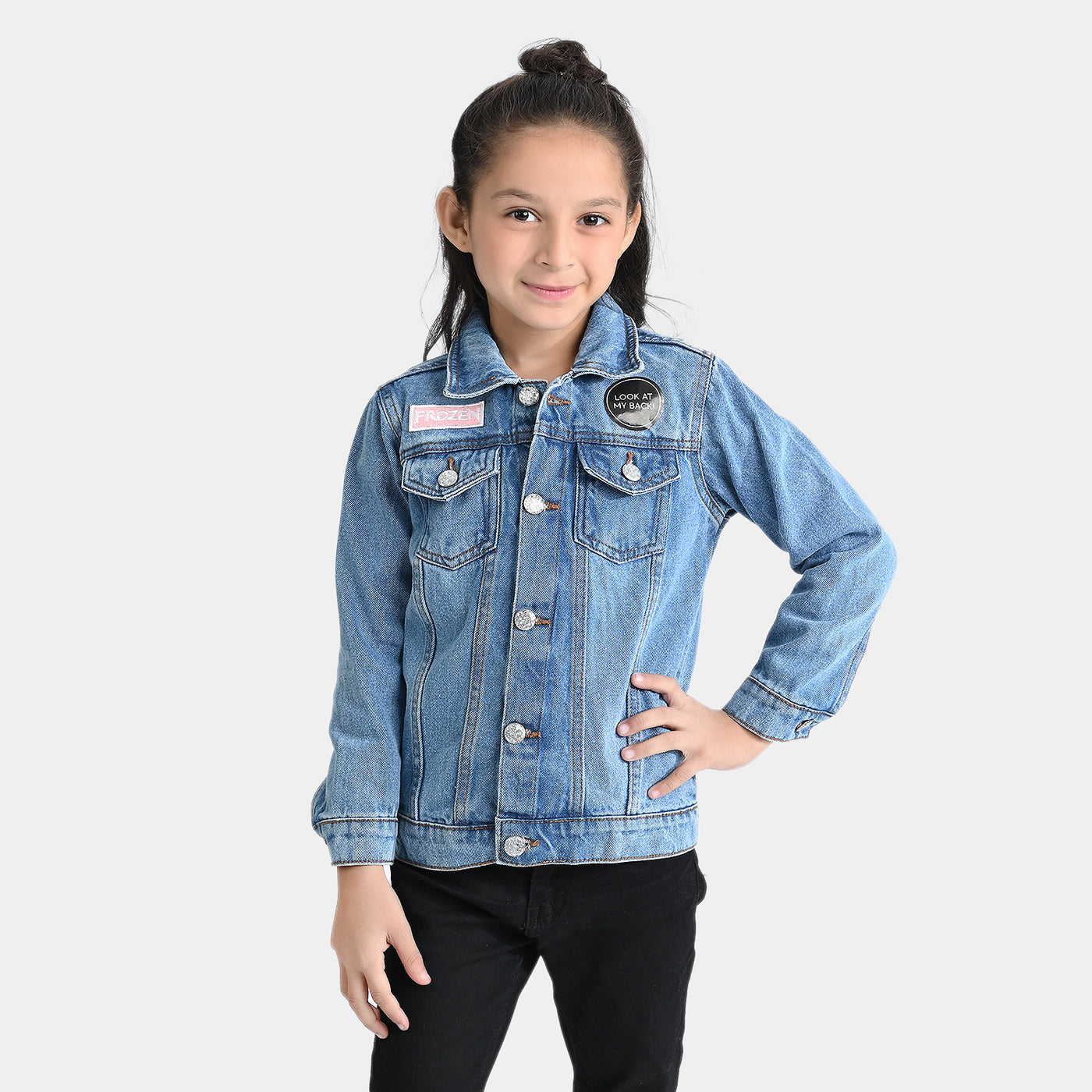 Girls Denim rigid Woven Jacket-LT.Blue