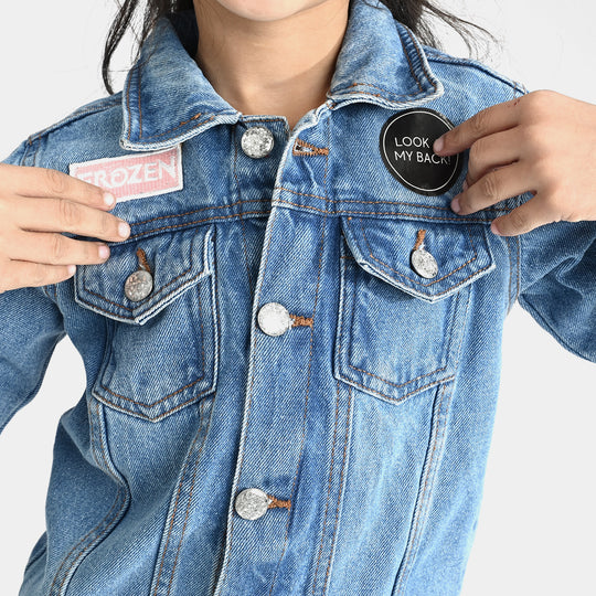 Girls Denim rigid Woven Jacket-LT.Blue