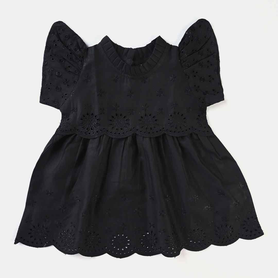 Infant Girls Chicken Kari Chicken Casual Frock-BLACK