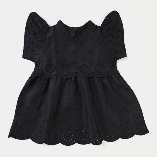 Infant Girls Chicken Kari Chicken Casual Frock-BLACK