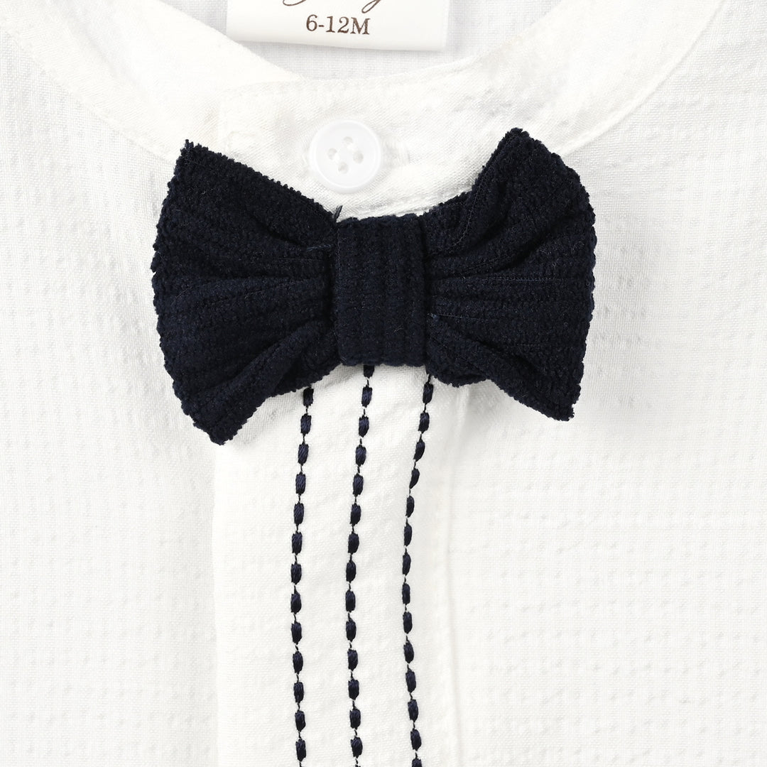 Infant Boys Cotton Interlock Woven Suit 320 - 033- White.Navy
