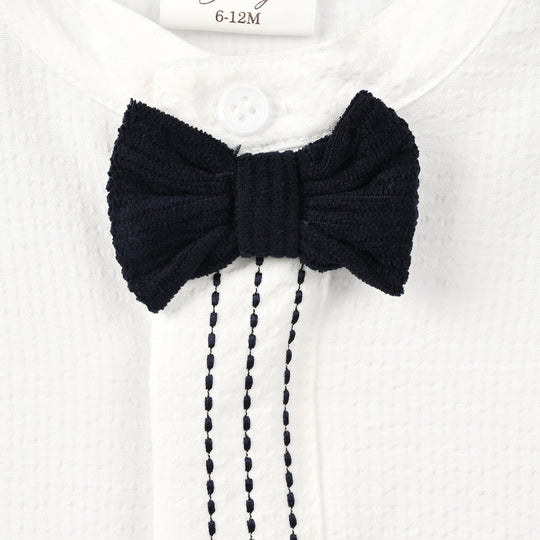 Infant Boys Cotton Interlock Woven Suit 320 - 033- White.Navy