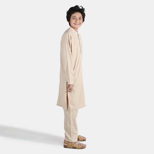 Boys Poly Viscose Kurta Pajama - Beige