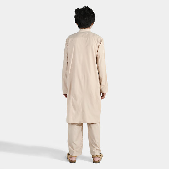 Boys Poly Viscose Kurta Pajama - Beige