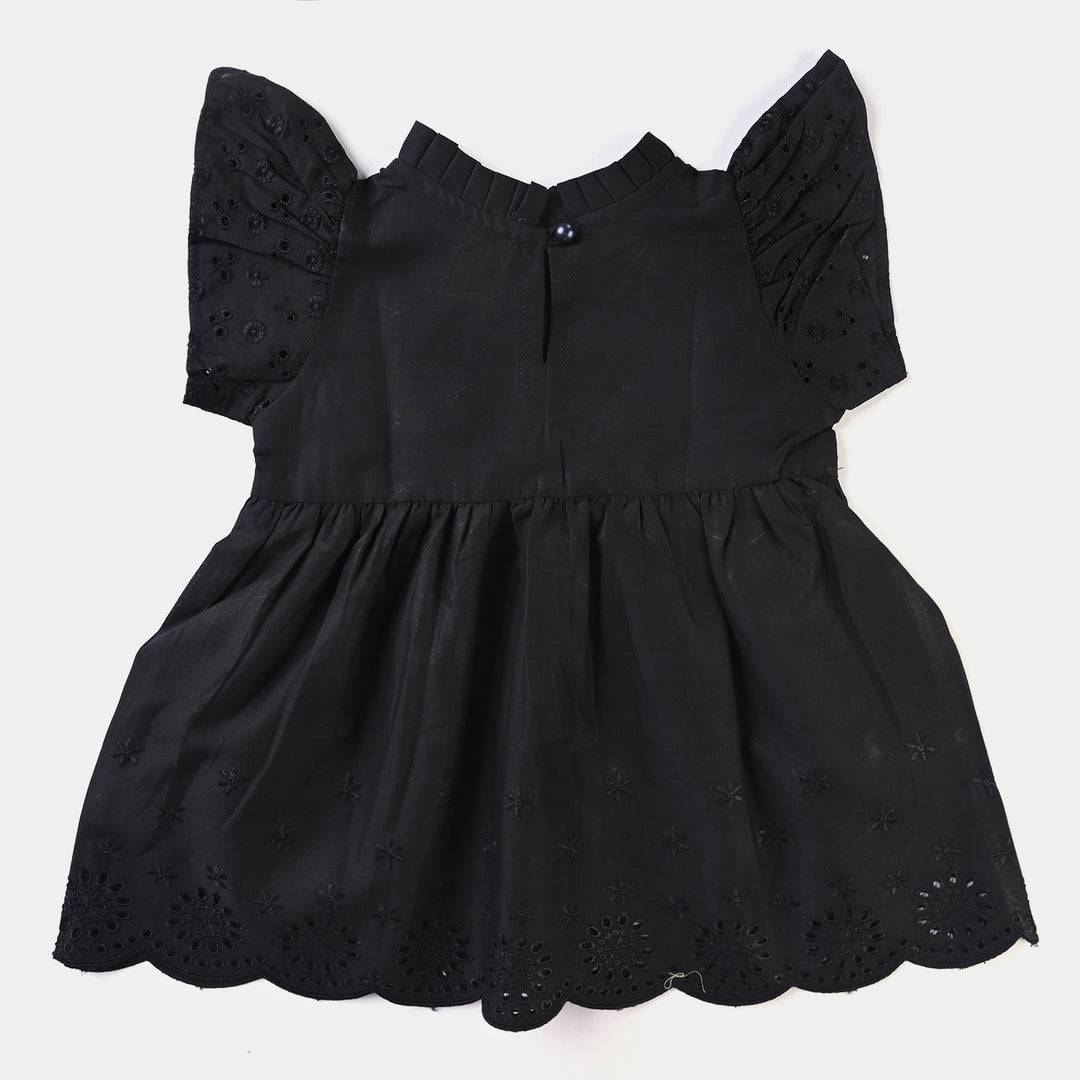 Infant Girls Chicken Kari Chicken Casual Frock-BLACK