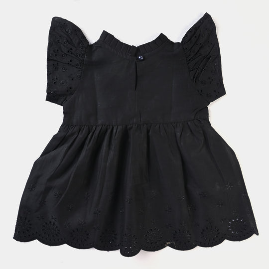 Infant Girls Chicken Kari Chicken Casual Frock-BLACK