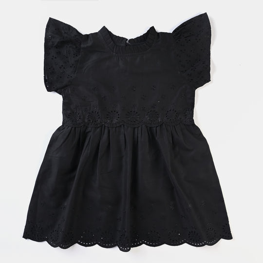 Girls Chicken Kari Chicken Casual Frock-BLACK