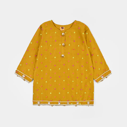Girls Raw Silk 3Pcs Desi Diva-Lt.Mustard