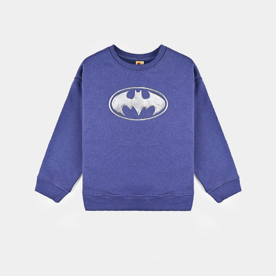 Boys Cotton Terry Sweatshirt-Navy Blue