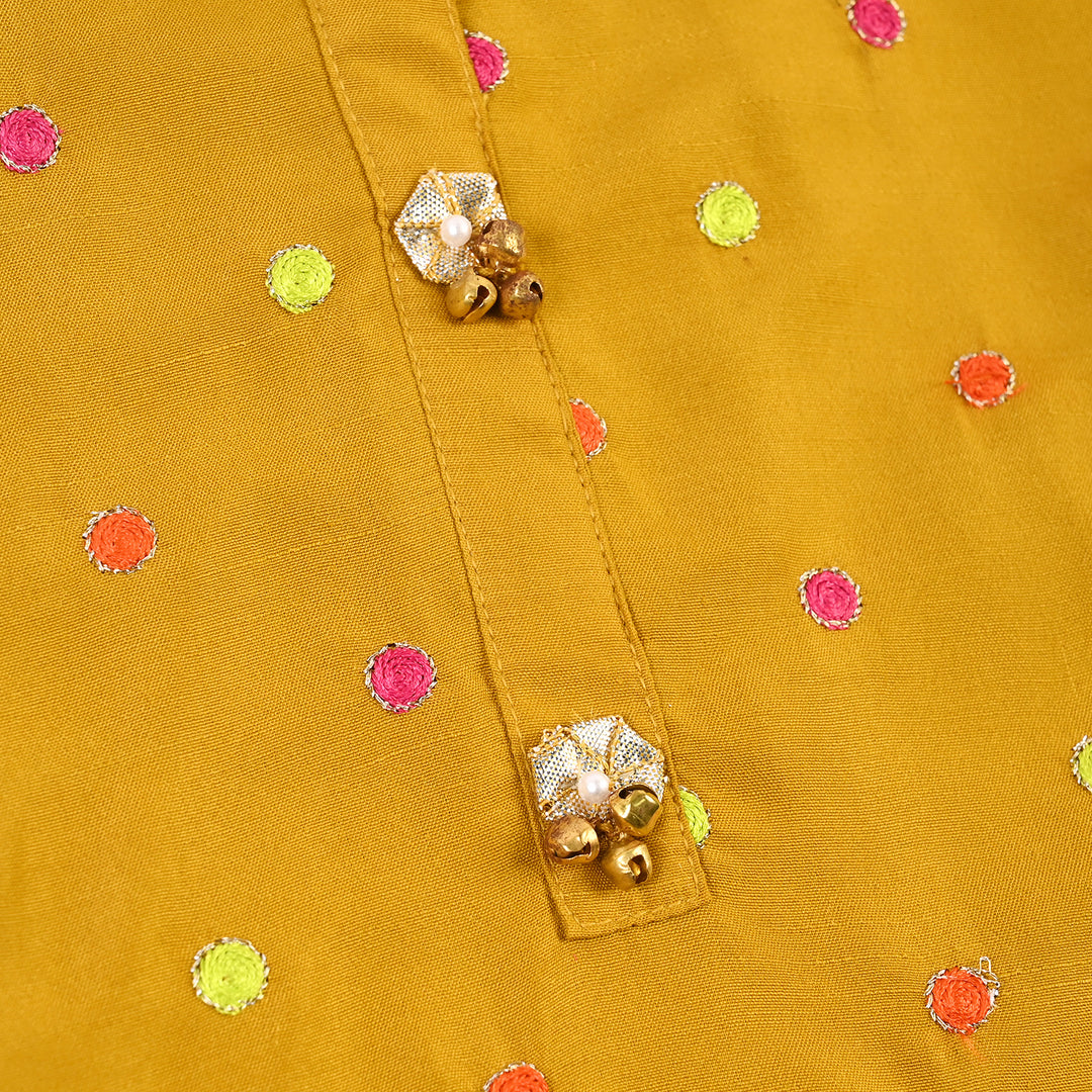 Girls Raw Silk 3Pcs Desi Diva-Lt.Mustard