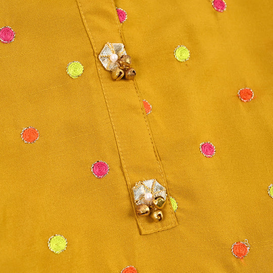 Girls Raw Silk 3Pcs Desi Diva-Lt.Mustard