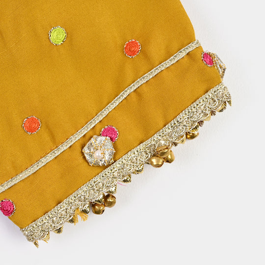 Girls Raw Silk 3Pcs Desi Diva-Lt.Mustard