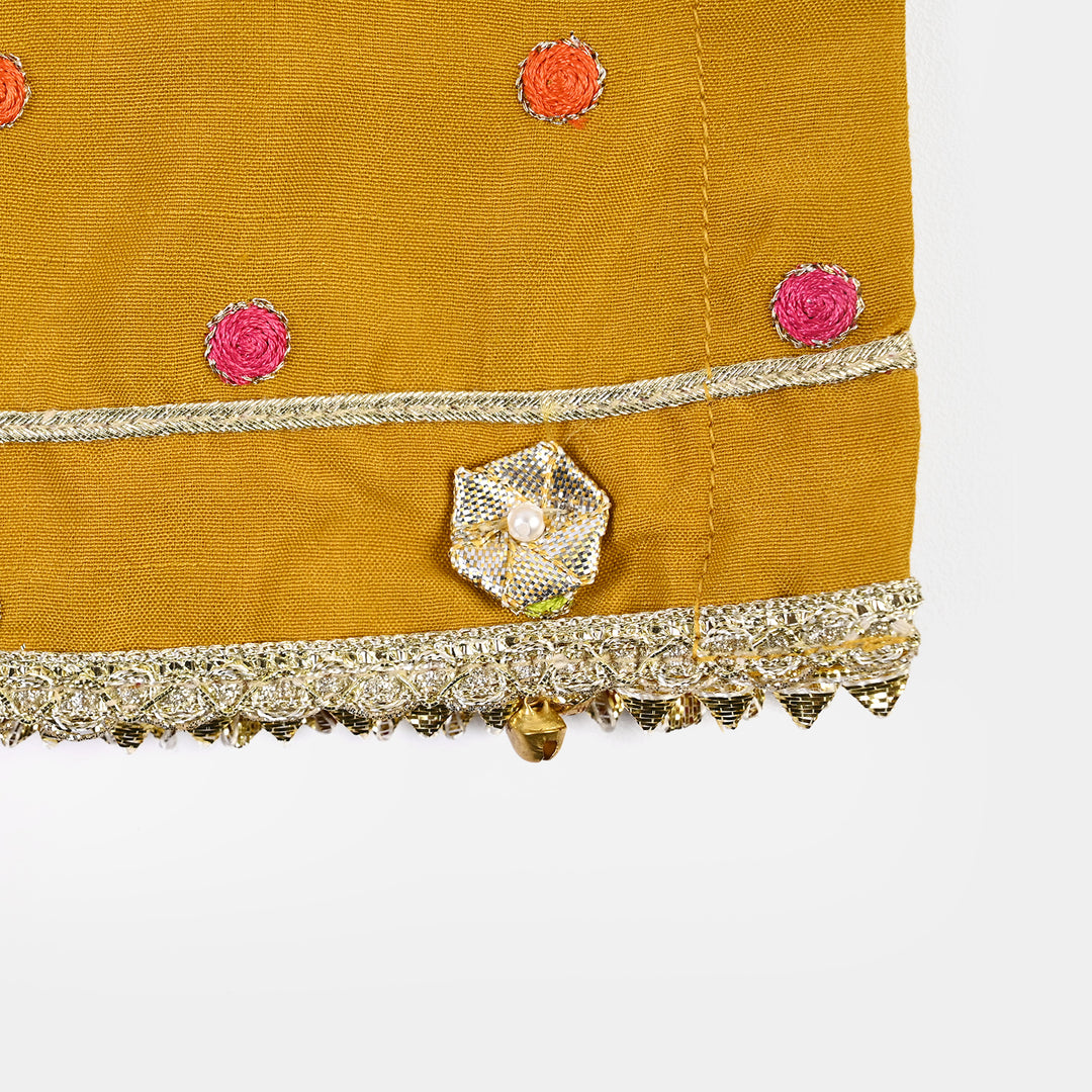 Girls Raw Silk 3Pcs Desi Diva-Lt.Mustard