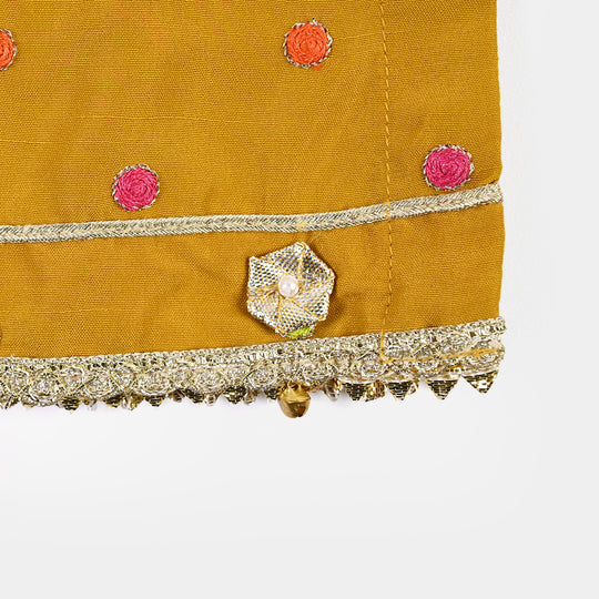 Girls Raw Silk 3Pcs Desi Diva-Lt.Mustard