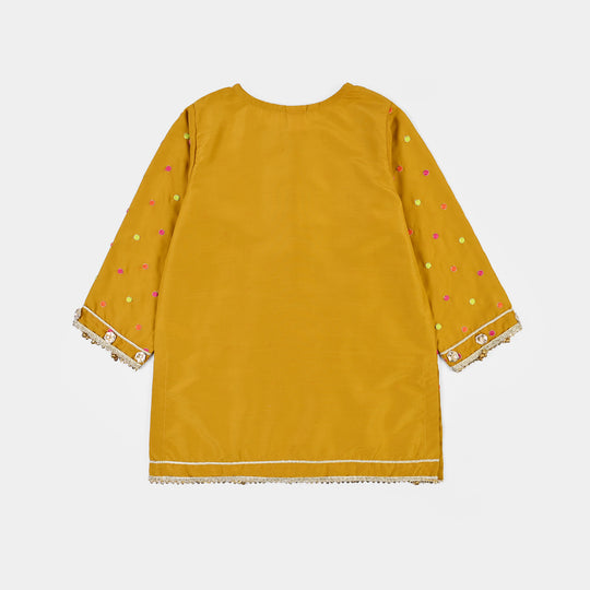 Girls Raw Silk 3Pcs Desi Diva-Lt.Mustard