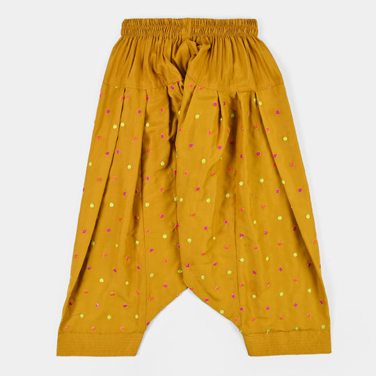 Girls Raw Silk 3Pcs Desi Diva-Lt.Mustard