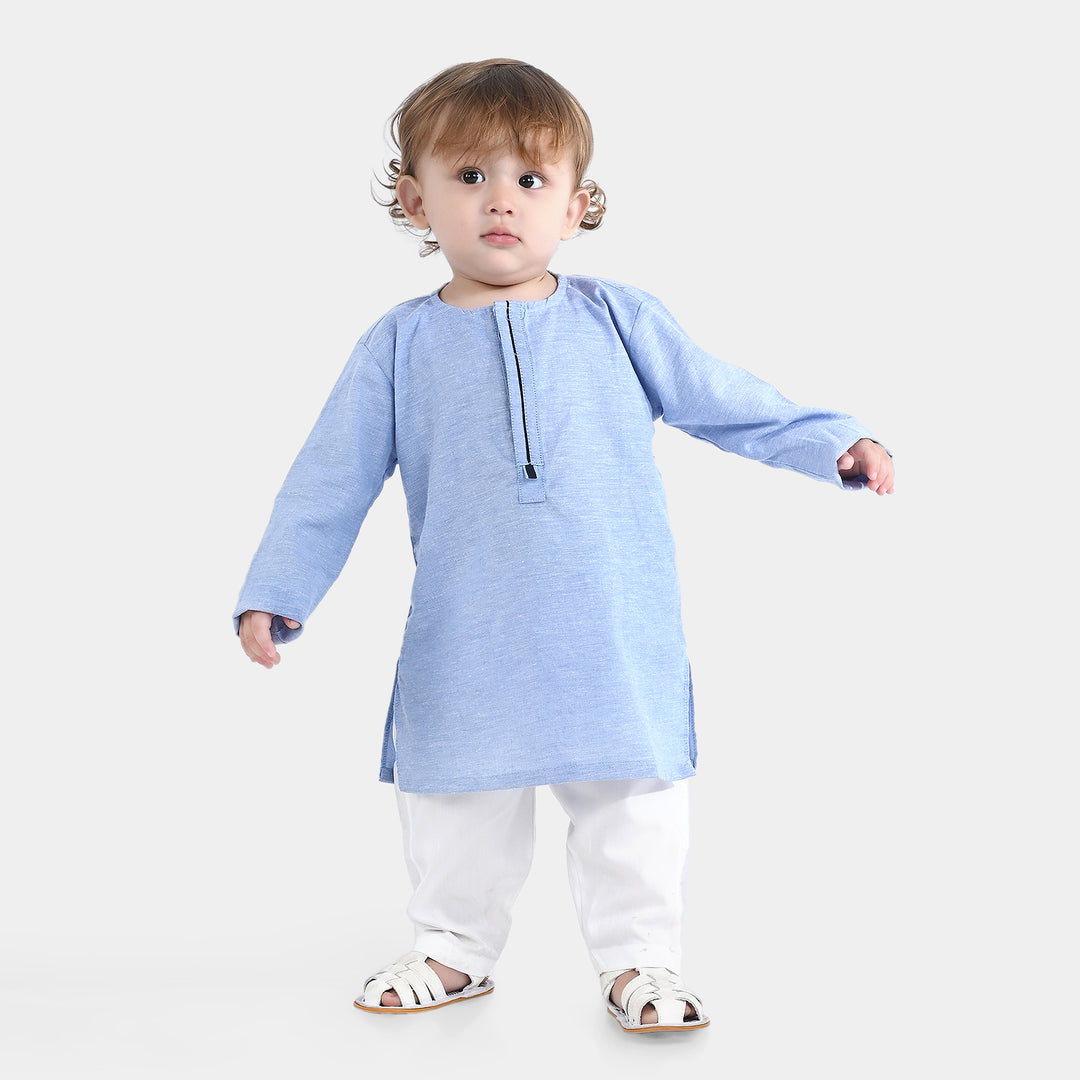 Infant Boys Oxford Basic Kurta (Cut N Sew Placket)-L/BLUE