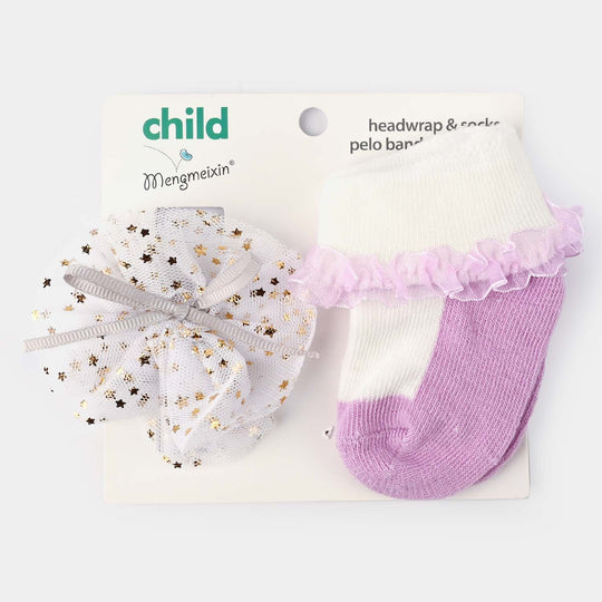 Baby Headwrap & Socks | 0-6M