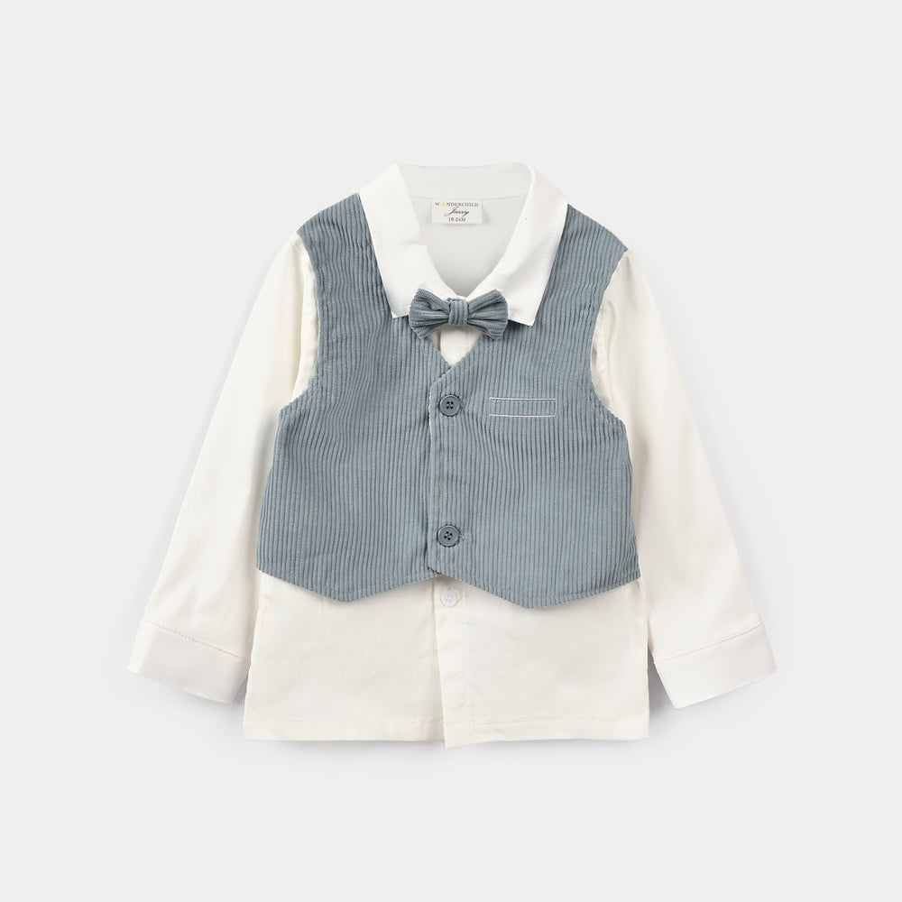 Infant Boys Cotton Interlock 3 - PC 320 - 027- White.Blue