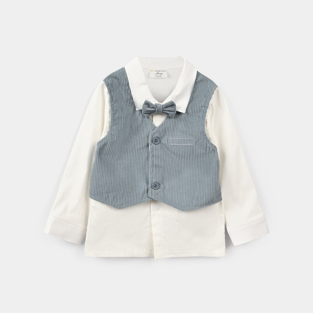Infant Boys Cotton Interlock 3 - PC 320 - 027- White.Blue