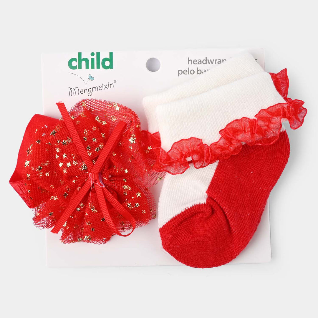 Baby Headwrap & Socks | 0-6M