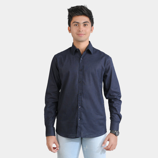 Teens Boys Cotton F/S Casual Shirt-NAVY