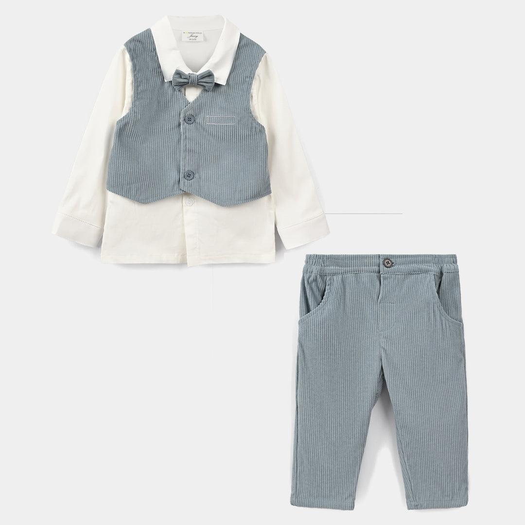 Infant Boys Cotton Interlock 3 - PC 320 - 027- White.Blue