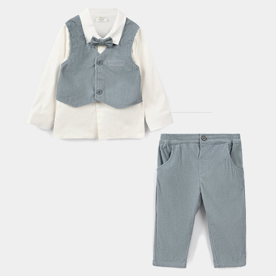 Infant Boys Cotton Interlock 3 - PC 320 - 027- White.Blue