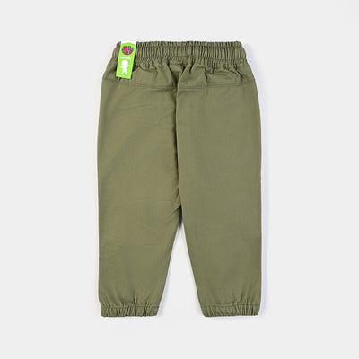 Infant Boys Cotton Twill Pant Tiger Patch-Kale