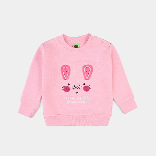 Infant Girls Cotton Terry Sweatshirt-Candy Pink